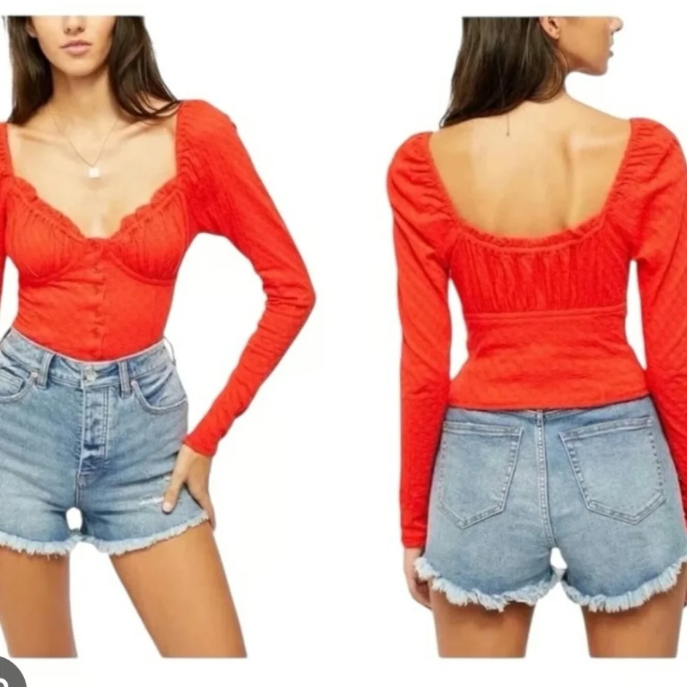 Free People Ladybug Pheasant crop top in red Size Large